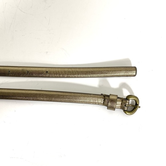 Vintage Bronze Metallic Super Skinny Belt with Brass Buckle - Picture 3 of 7